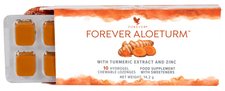 Hydrożelowe tabletki do ssania z kurkumą.