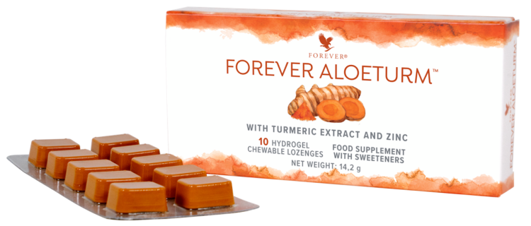 Hydrożelowe tabletki do ssania z kurkumą.