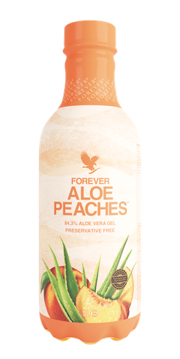 Forever Aloe Peaches™. Nektar z miąższem z liści aloesu o smaku brzoskwiniowym wzbogacony witaminą C. 1 litr