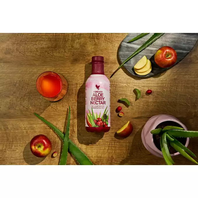 Forever Aloe Berry Nectar™. Nektar z miąższem z liści aloesu o smaku jabłkowo-żurawinowym wzbogacony witaminą C (834)