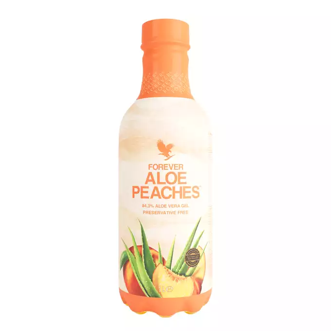 Forever Aloe Peaches™. Nektar z miąższem z liści aloesu o smaku brzoskwiniowym wzbogacony witaminą C (877)